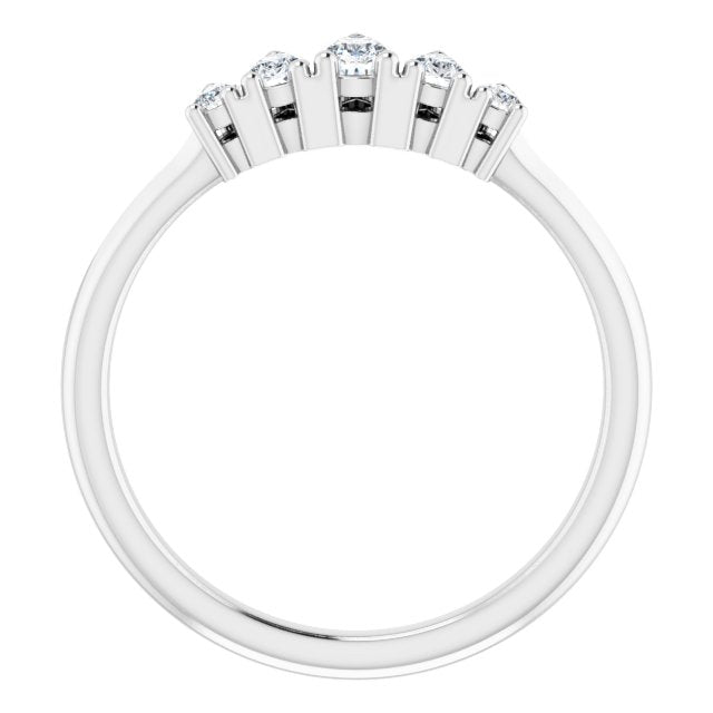 0.83 ct. Pear Cut Diamond Wedding Band 5 Stone Anniversary Ring-VIRABYANI